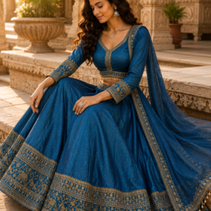 Royal Blue Embroidered Lehenga Set